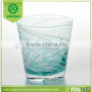 Handmade Mouthblown Color Glass Tumbler With White Decoration thumbnail-1