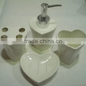 White Ceramic Bathroom Set With Heart Shape thumbnail-1