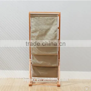 4 Tier Magazine Dispaly Rack With Textile Solid Beech Wood Magazine Rack Holder thumbnail-2