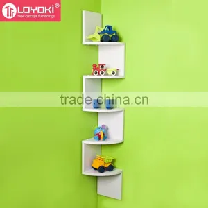 2016 Hot Sale MDF Wood Shelving Solution 5 Tier Large Corner Wall Mount Shelf thumbnail-4