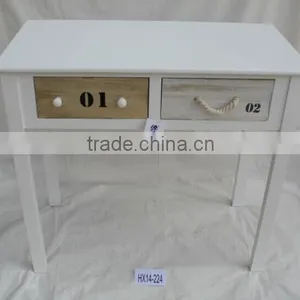 White Two Wooden Drawer Console Table With Storage thumbnail-1