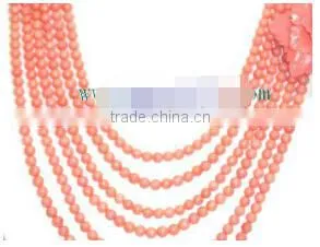 5mm Carving Flowers Original Coral Beads Necklace thumbnail-2