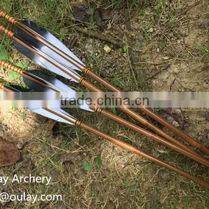Black And White Fletched Arrows Carbonized Bamboo 75~80#*32inch thumbnail-1