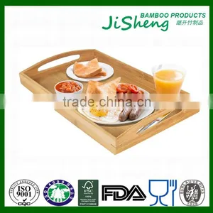 Cheap Bamboo Wooden Food Serving Tray, Serving Tray and Bamboo Tray With Handles thumbnail-1