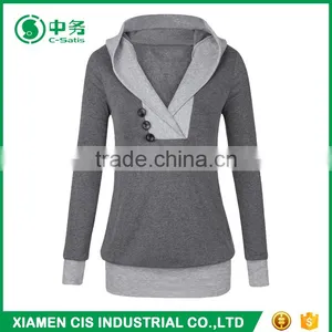 Hot Sale Cheap No Pockets Sublimation Slim Fit Womens Plain Pullover Hoodies thumbnail-1
