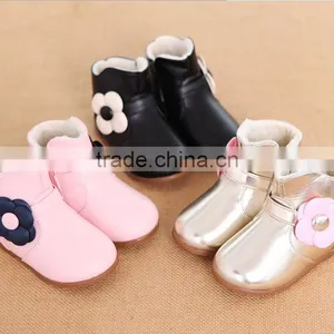 Zm40348b Children Cotton Warm Boots Flowers Design Winter Snow Shoes thumbnail-1
