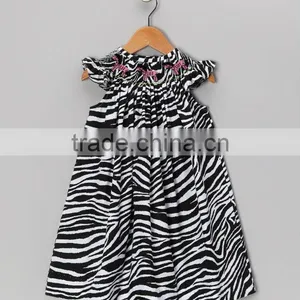 Black Zebra Smocked Bishop Dress for Girls Infant Toddler Spring 2014 thumbnail-1