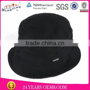 Black Woven Label Cheap Bucket Hats in Cavas thumbnail-1