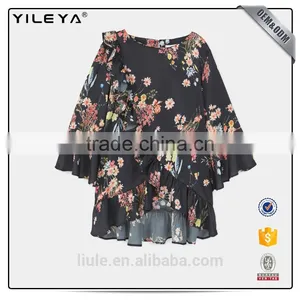 Women Fashion Printed Floral Blouse Ladies Long Sleeve Chiffon Loose Casual Top For Autumn thumbnail-1