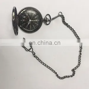 Wholesale Retro Men Antique Silver Brass Gun Metal Pocket Watch thumbnail-4