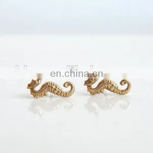 Teeny Tiny Seahorse Stud Earrings Nautical Jewelry Bridesmaid Gift Simple Modern Jewelry thumbnail-2