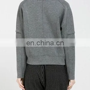 China Supplier Wholesale Clothing Ladies Crewneck Long Sleeve Zipper Cuff Sweatshirt/ Woman Clothing thumbnail-3