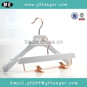 HA6927 White Wooden Coat Hanger With Rose Gold Pants Wooden Hanger thumbnail-1