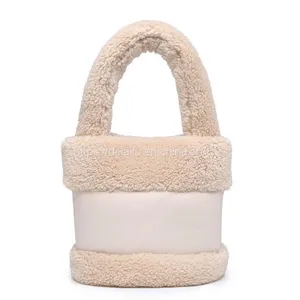 Autumn and Winter Plush Bucket Bag Cute Handbag for Girls thumbnail-2