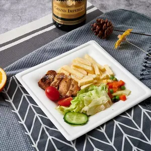 10”Hot Selling Party Restaurant Eco-Friendly Disposable Biodegradable Plates Sugarcane Bagasse Square Plates(500/ Case) thumbnail-3