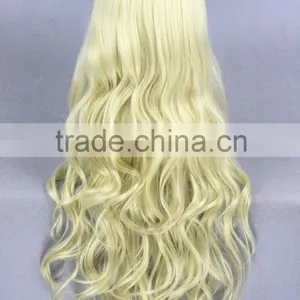 Wholesale 80CM Long Light Yellow Lolita Wome Wave Women Halloween Party Fashion Synthetic Hair Wig thumbnail-4