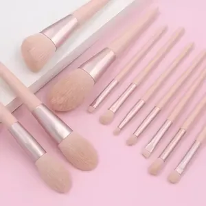 11pcs Foundation Buffing Makeup Brush Set Vegan Professional Private Label Pink Makeup Brushes Cosmetics Tools Cheap Brush Set thumbnail-1