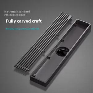 Modern Customized Pure Copper Main Body Extended Strip Factory Supply Deodorizing Insect Proof Bathroom Shower Floor Strainer thumbnail-3
