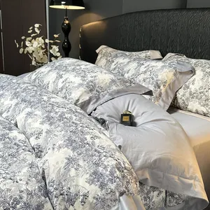Washed Cotton Bedding Set 4 Pieces - Soft Duvet Cover, Pillowcases, Queen/King Size, All Season (No Comforter Included) thumbnail-4