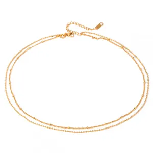 Custom Round Stainless Steel Rhinestone Charm Necklace With 18K Gold Plating thumbnail-2