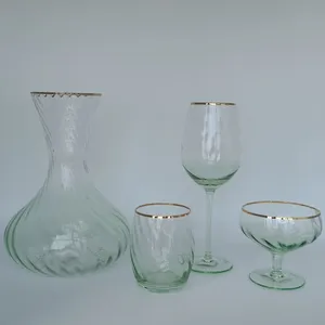 Gold Rim Glassware With Sprayed Color thumbnail-1