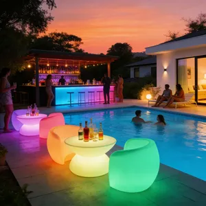 Bar Furniture Glowing Luminous Illuminated Led Table and Chair Set Outdoor Nightclub Led Furniture Outdoor Garden Event Table thumbnail-2