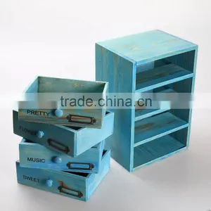 4-drawer Wood Cabinet Handcrafted Desk Organizer Storage Box Craft Furniture thumbnail-3
