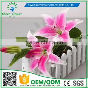 Greenflower 2016 Wholesale 3 Heads Big Latex PU Artificial Flowers Lily Real Touch Bouquet Wedding Decrations Flowers thumbnail-1