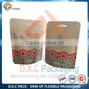 Stand Up Brown Paper Packaging Bag With Zipper Lined Foil thumbnail-5