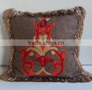 Icon Embroiderd Fringe Shaggy Cushion thumbnail-1