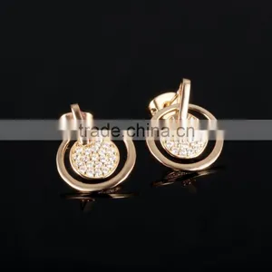 Latest Design Jewelry Round 18K Rose Gold Earrings 2015 New Design With Micro Inlay Zircon thumbnail-2
