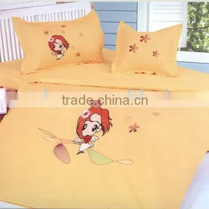 Gril Cartoon Embroidery Twin Size 4 Piece Complete Bed Bedding Set thumbnail-1