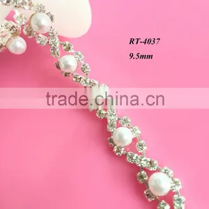 New Hot Selling China Decorative Crystal Rhinestone Mesh Trim, Rhinestone Pearl Trim(RT-4037) thumbnail-1