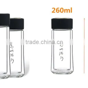 9oz Double Wall Glass Water Bottle Glass Bottle Water Private Label High Quality Glass Water Bottle thumbnail-4