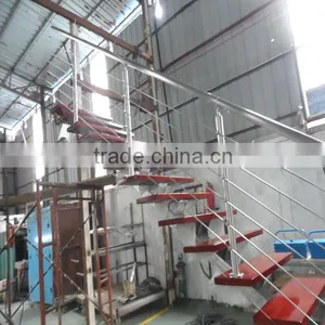 Cheap Price Modern Indoor House Straight Steel Wood Staircase thumbnail-4