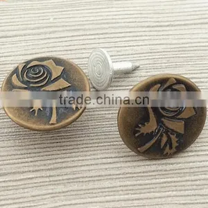 Custom 3D Flower Copper Denim Button thumbnail-2