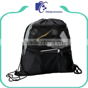 Custom Promotional Waterproof Polyester Mesh Drawstring Backpack thumbnail-3