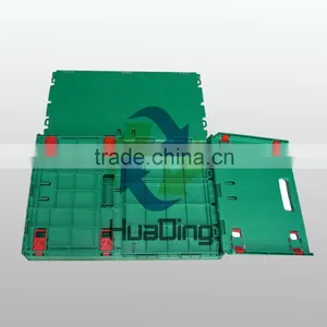 Plastic Nestable and Stackable Turnover Box and Storage Crate With Foldable Lid thumbnail-3