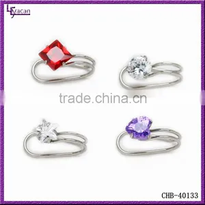 CZ Jewelry Unique 316L Surgical Steel Fake Piercing Cartilage Clip On Earrings thumbnail-1