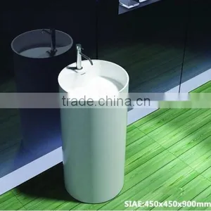 Wholesales Marble Wash Basin Price Free Standing Solid Surface Pedestal Wash Basin thumbnail-5