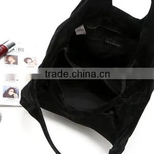 Black Fleece Tote Bag Big Polyester Shopping Bag thumbnail-5