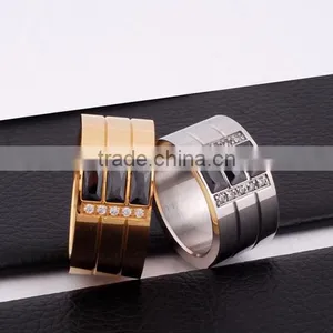 Hot Sale Latest Gold Ring Designs Diamond Gay Men Wedding Ring in Stainless Steel thumbnail-1