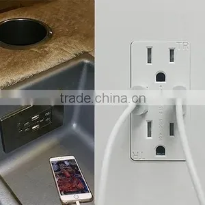 Aluminum Alloy Gloss Surface US Plug Wall Socket 2 USB Outlets 2 USB Port thumbnail-6