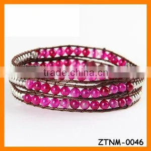 2014 Fashion Pink Beaded Rope Bracelet Wholesale ZTNM-0046 thumbnail-1