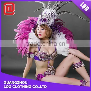 Cheap Handmade Purple Feather Rhinestone Decorated Funny Carnival Adult Costume thumbnail-1