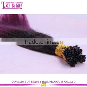 Top Quality Cheap I Tip Brazilian Hair Extension Remy Ombre #2TPurple I Tip Hair Extension For Cheap thumbnail-3