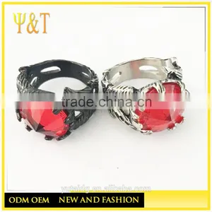 Jingli Jewelry Custom Made Antique Stainless Steel Red Turquoise Stone Baroque Rings (HZ-064) thumbnail-1