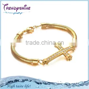 2016 New Premier 316 l Stainless Steel cz Gold Chain Bracelet thumbnail-1