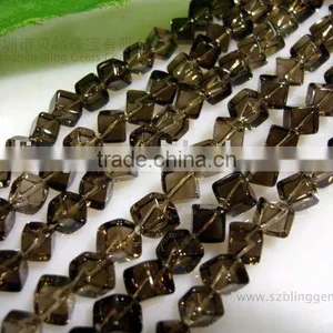 Top Quality Gemstone Smoky Quartz Cube Beads 16" thumbnail-1