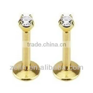 2014 Wholesale Cheap Gold Plating Gem Fashion Lip Labret Rings Body Piercing Jewelry thumbnail-1